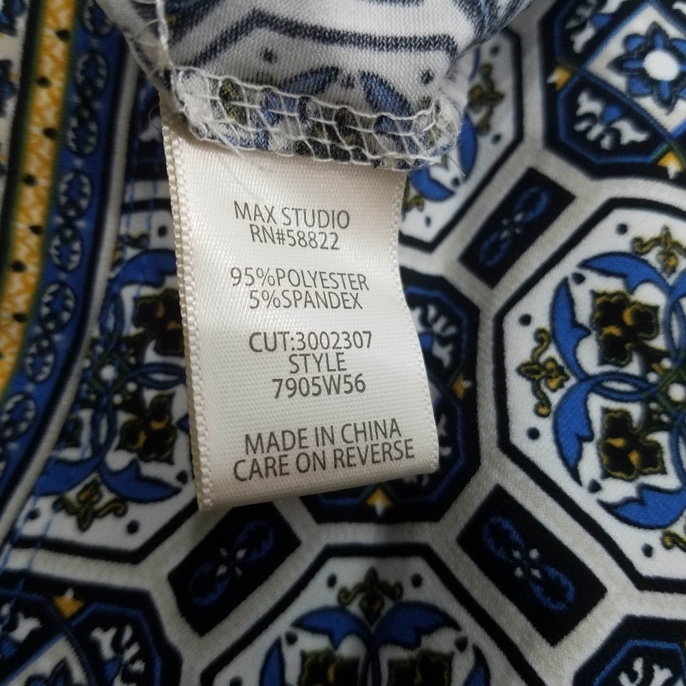 Max Studio Dress Womens Small Blue Printed Faux Wrap Jersey - Picture 5 of 6
